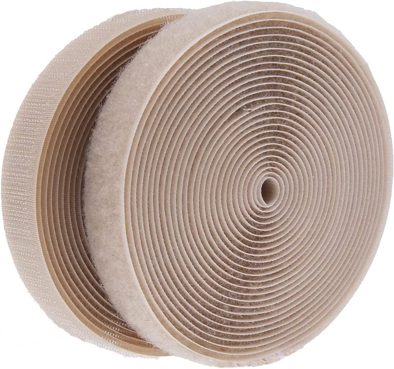 IHKFILAN 5 Yards Sew On Hook and Loop Tape Fastening Nylon Fabric Tape with Non-Adhesive for DIY Craft Interlocking Tape Sewing Fasteners (3/4'' Wide, 5 Yard Hook + 5 Yard Loop) for Roll,Khaki - Image 1
